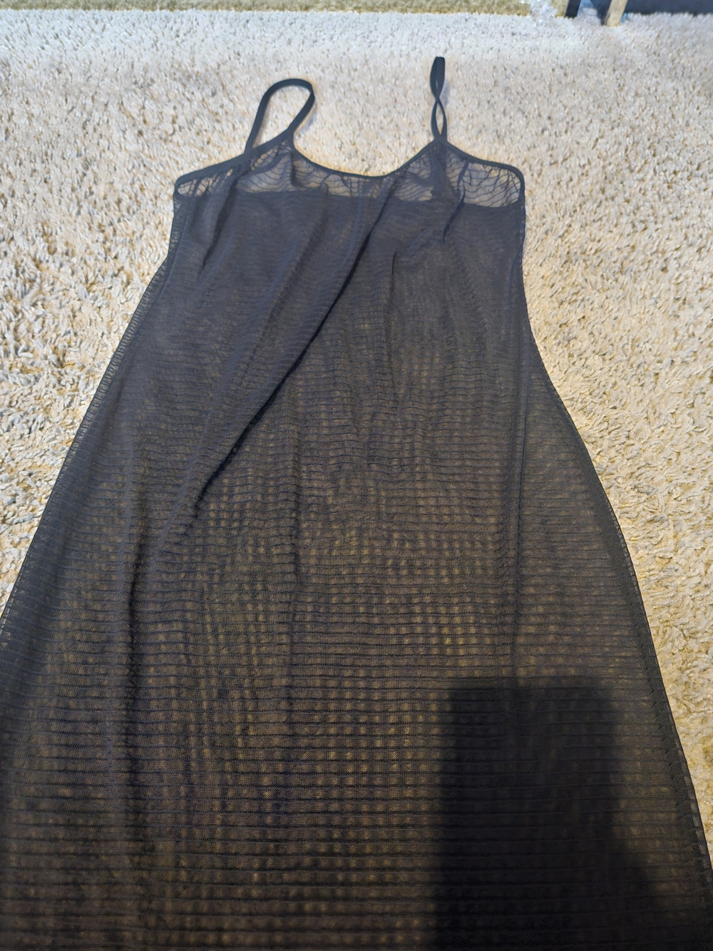 Sheer Striped Black Slip Dress